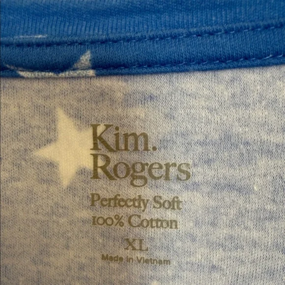 Kim Rogers Patriotic Blue and Red Long Sleeve Tee - Picture 2 of 5